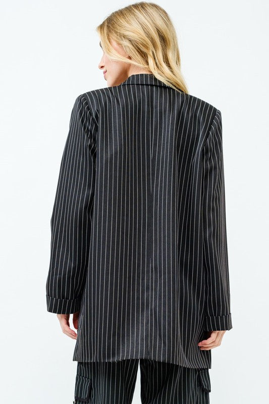 Black Striped Blazer Jacket