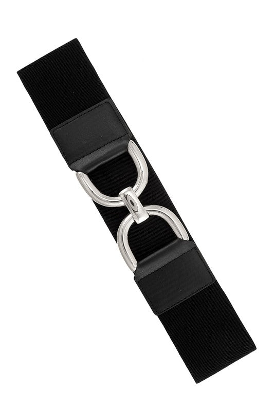 Double Half Circle Metal Buckle Elastic Belt