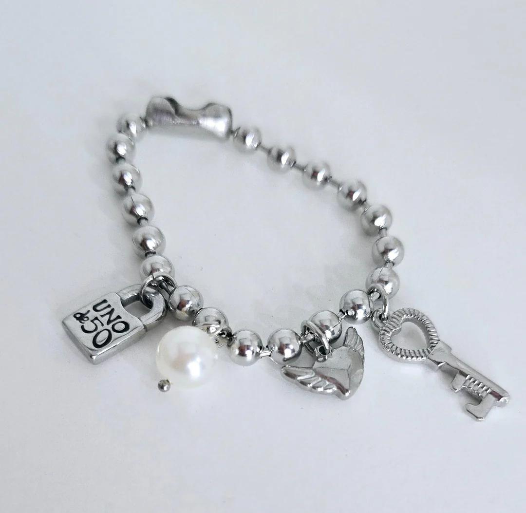 Small White Charms Bracelet