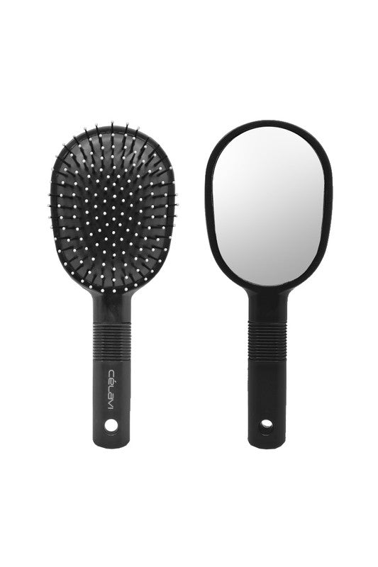 Round Paddle Hair Brush with Mirror