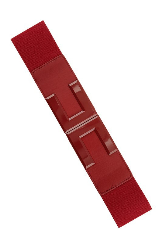 Red H Enamel Buckle Elastic Belt