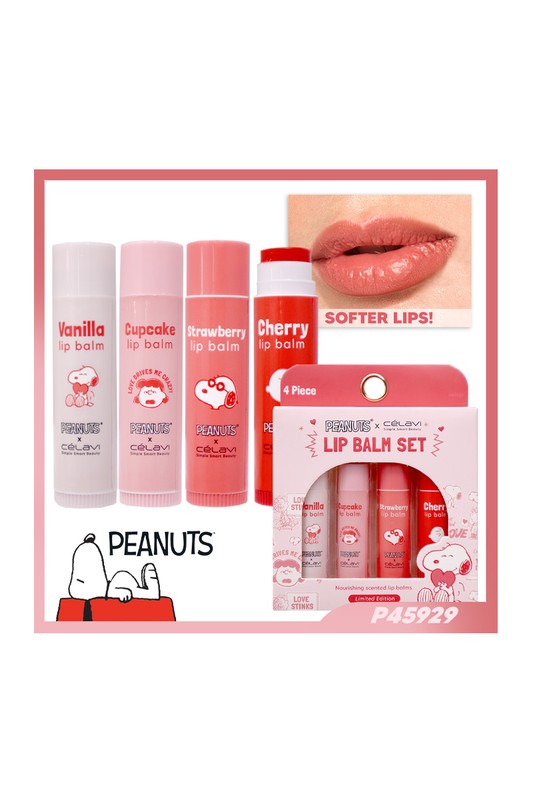 Peanuts 4pc Lip Balm Set