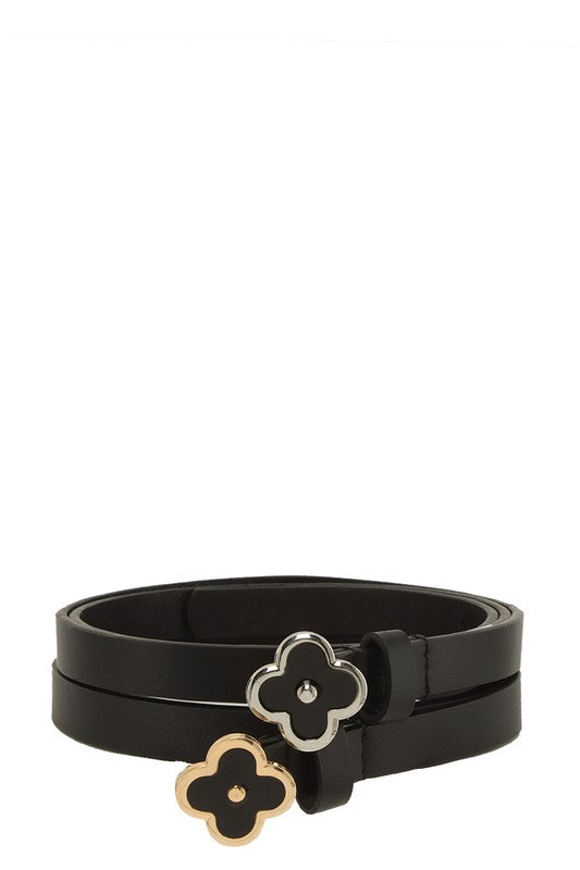 Clover Buckle Skinny Belt - 2 pcs